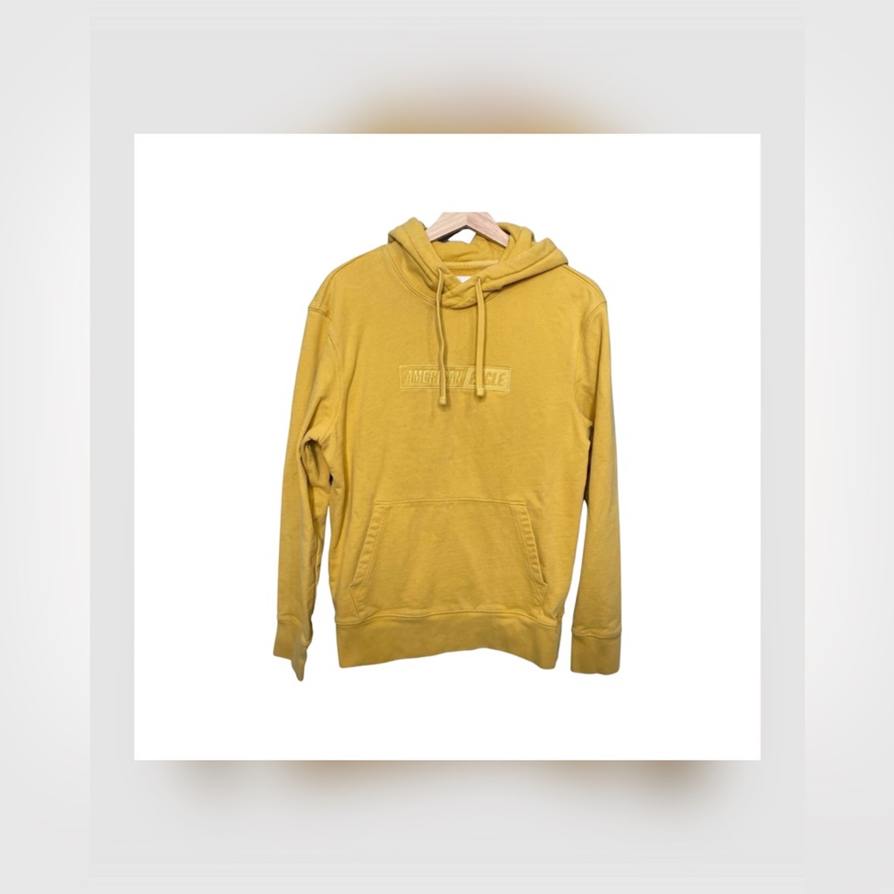 MEN’S AMERICAN EAGLE YELLOW PULL OVER HOODIE / SIZE SMALL